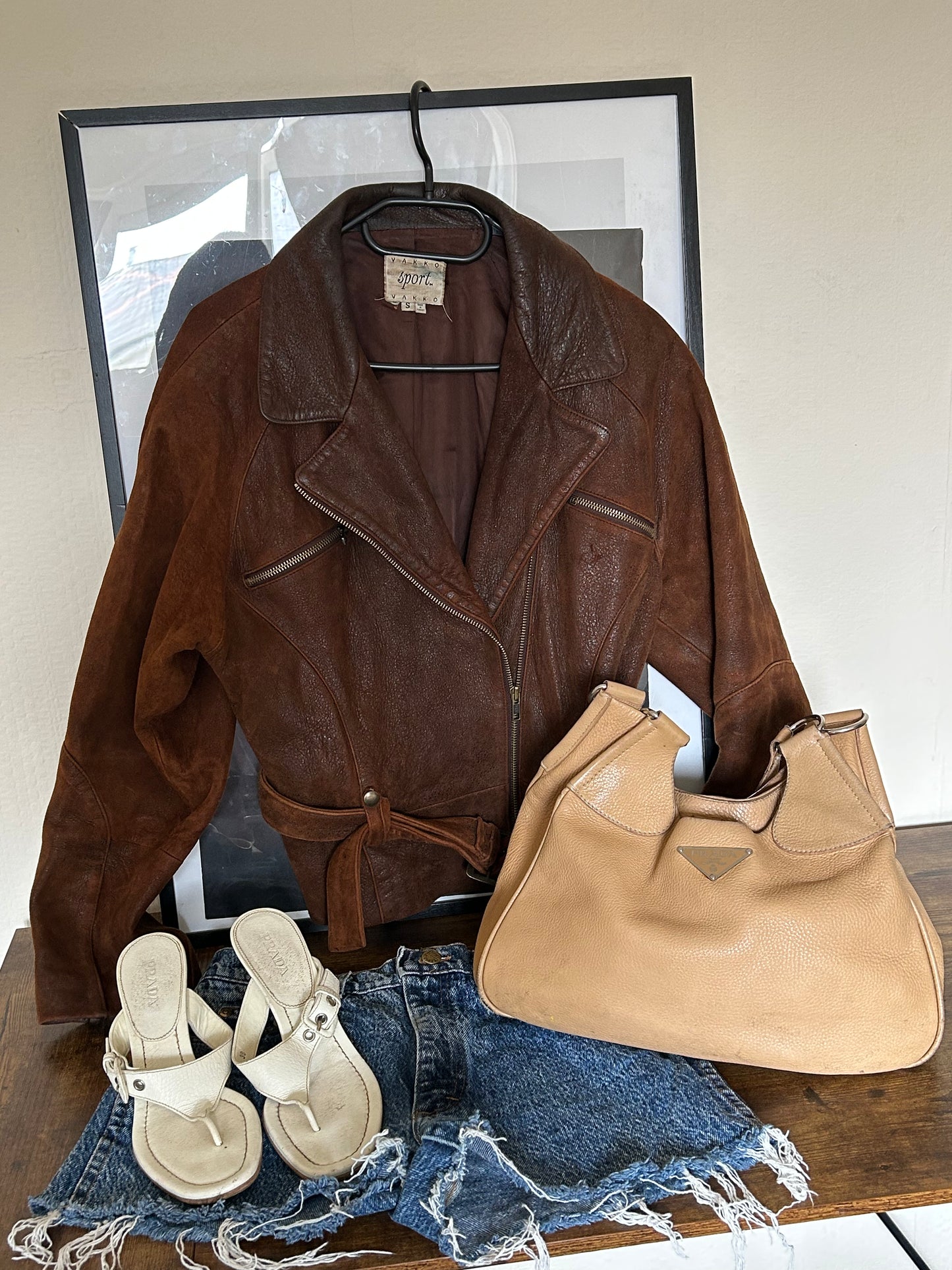 Vintage Prada Oversized Leather Shoulder Bag – Distressed & Iconic