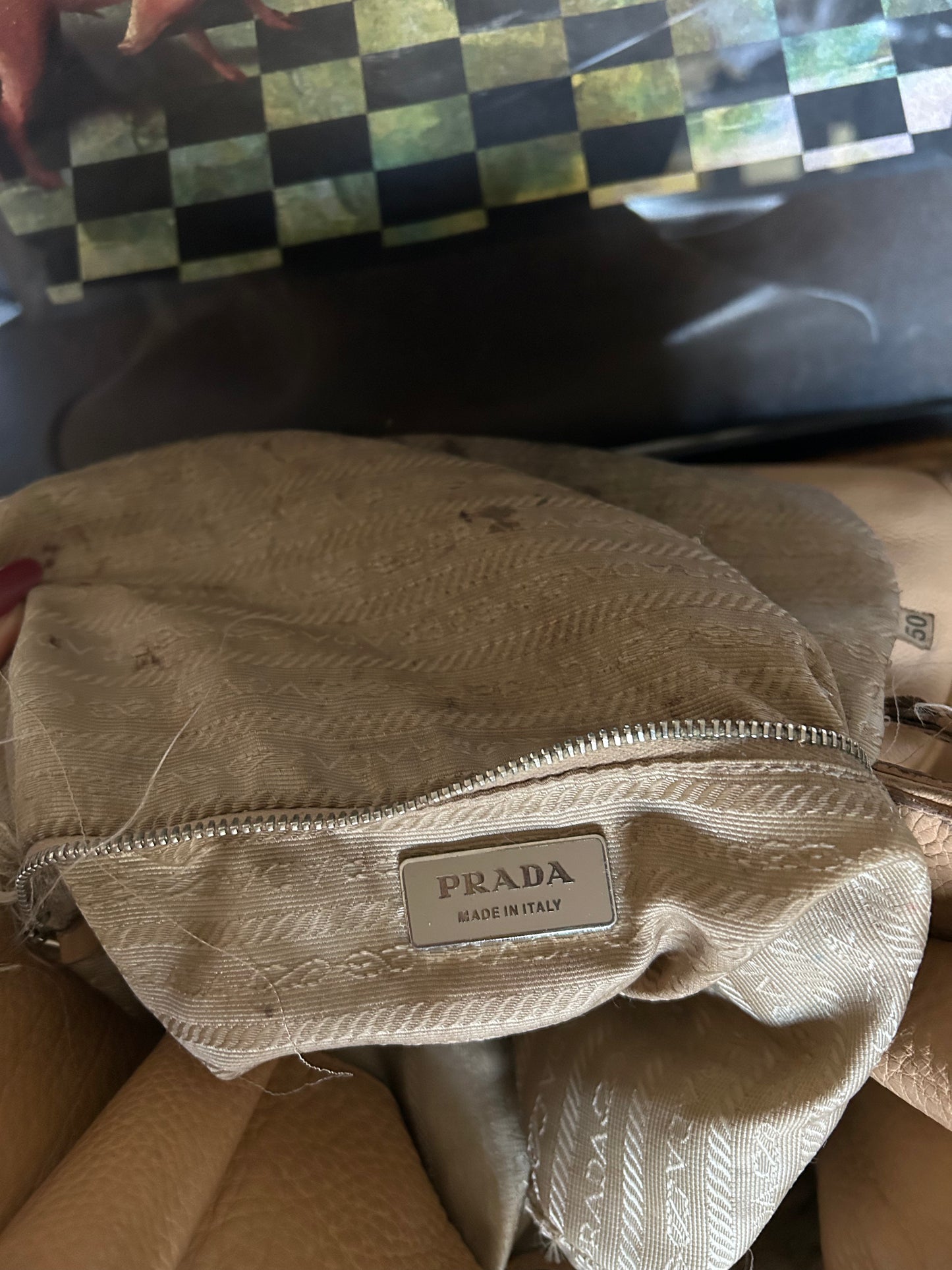 Vintage Prada Oversized Leather Shoulder Bag – Distressed & Iconic