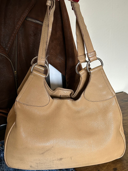 Vintage Prada Oversized Leather Shoulder Bag – Distressed & Iconic