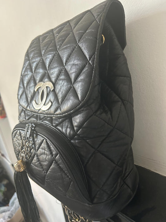Authentic Vintage Y2K Chanel Backpack – Black